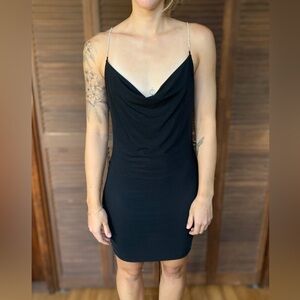 Chic Mesh Black Slip Dress